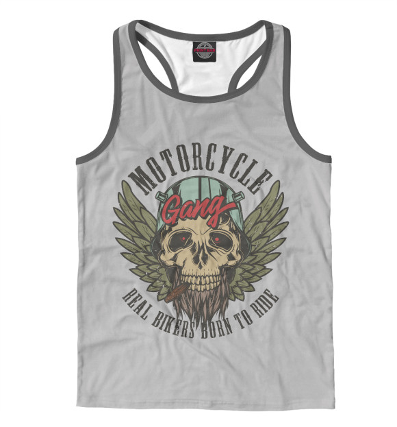 Мужская майка-борцовка с изображением Байкер цвета Белый