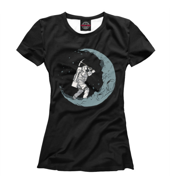 Женская футболка с изображением Лунный копатель цвета Белый