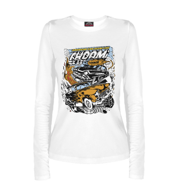 Женский лонгслив с изображением Автоспорт цвета Белый
