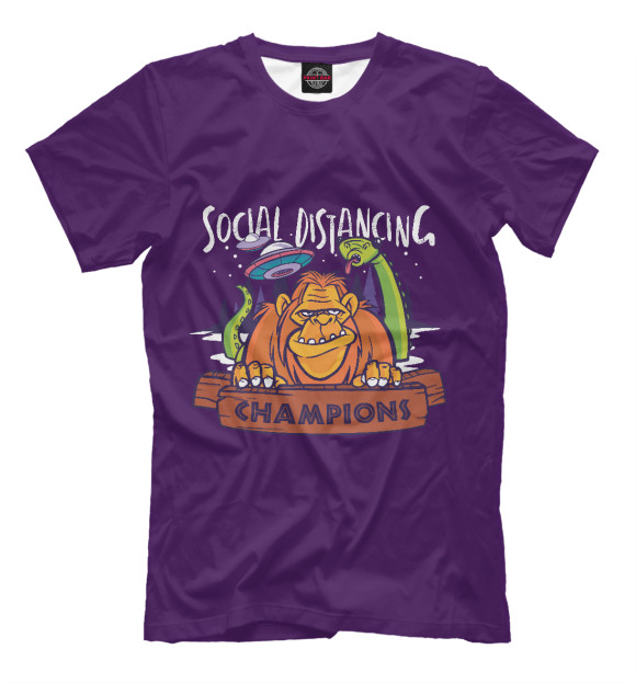Футболка для мальчиков с изображением Social Distancing Champions цвета Белый