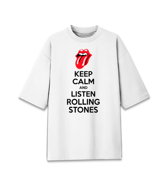 Мужская футболка оверсайз с изображением Слушай Rolling Stones цвета Белый