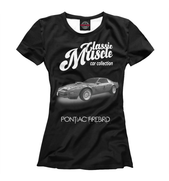 Футболка для девочек с изображением Маслкар Pontiac Firebird на черном фоне цвета Белый