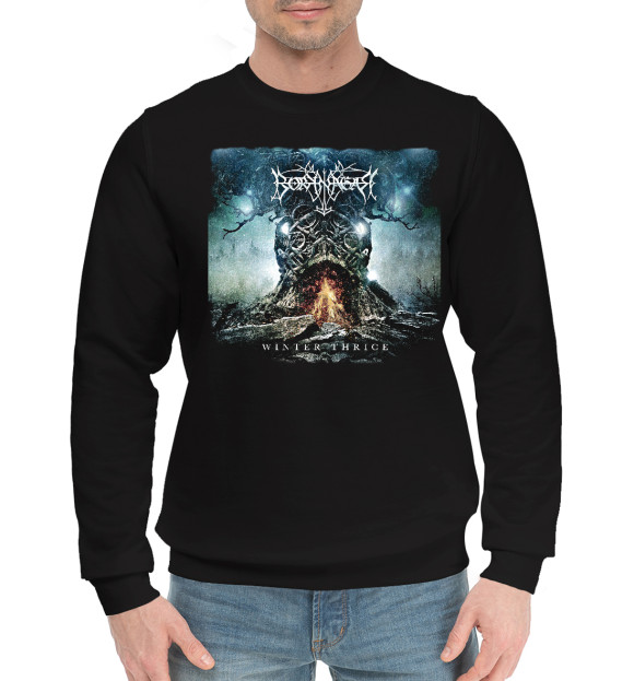 Мужской хлопковый свитшот с изображением Borknagar цвета Черный