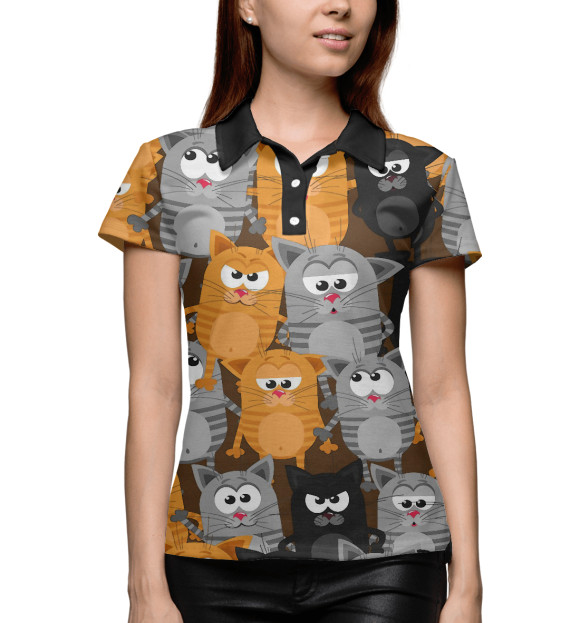 Женское поло с изображением Котятки цвета Белый