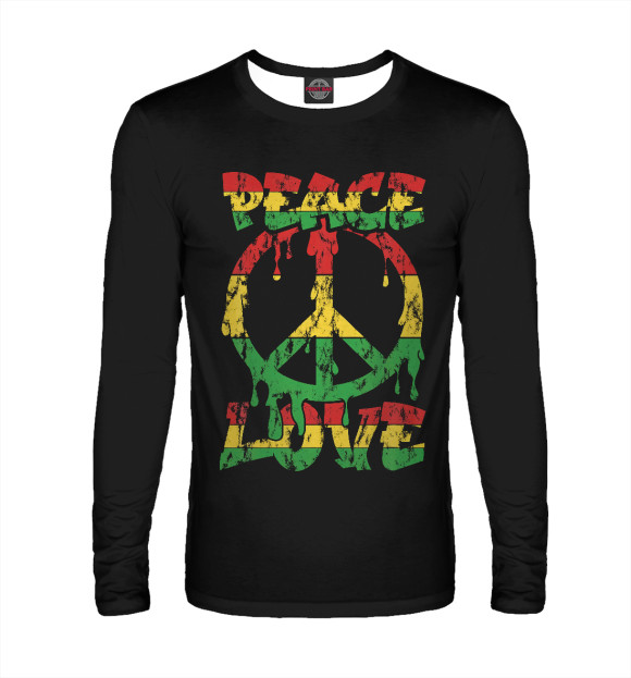 Мужской лонгслив с изображением Peace Love цвета Белый