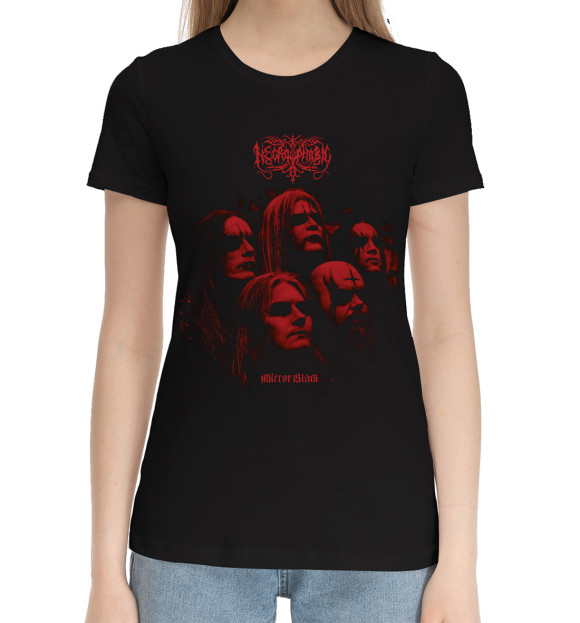 Женская хлопковая футболка с изображением Necrophobic цвета Черный