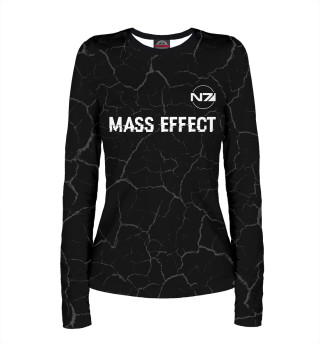 Женский лонгслив Mass Effect Glitch Black (трещины)