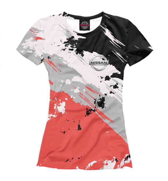 Женская футболка с притом Nissan цвета Белый Женская футболка с изображением Nissan цвета Белый