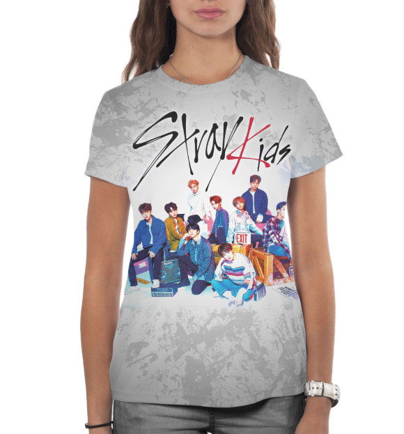 Женская футболка с изображением Stray Kids цвета Белый