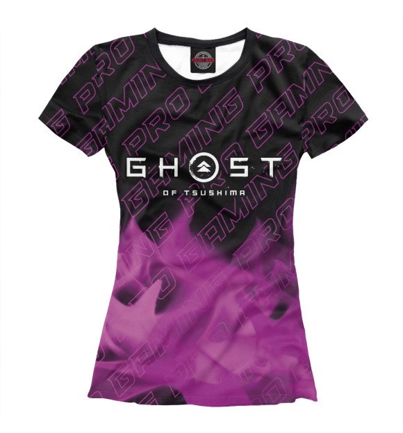 Женская футболка с изображением Ghost of Tsushima Pro Gaming (дым) цвета Белый