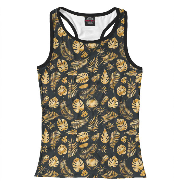 Женская майка-борцовка с изображением Золотые листья паттерн цвета Белый