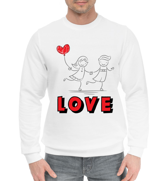 Мужской хлопковый свитшот с изображением LOVE#3 цвета Белый