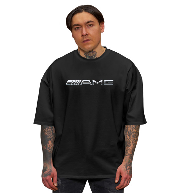 Мужская футболка оверсайз с изображением Mercedes-Benz цвета Черный