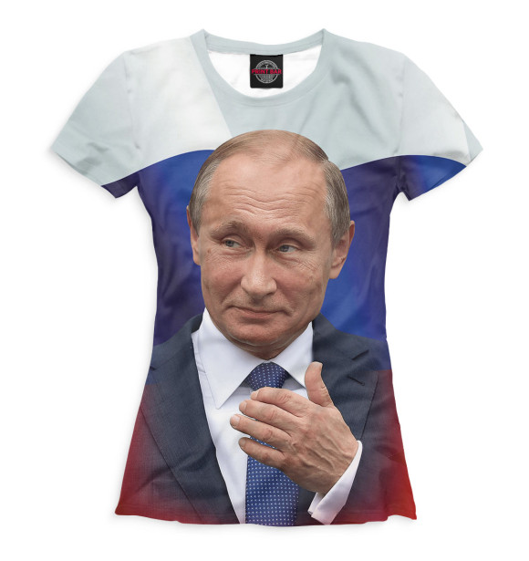 Женская футболка с изображением Путин цвета Белый