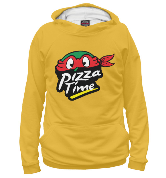 Женское худи с изображением Pizza Time цвета Белый