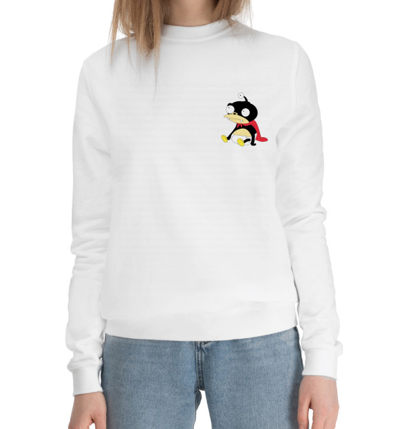 Женский хлопковый свитшот с изображением Futurama цвета Белый