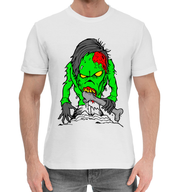Мужская хлопковая футболка с изображением Ходячие мертвецы Зомби цвета Белый