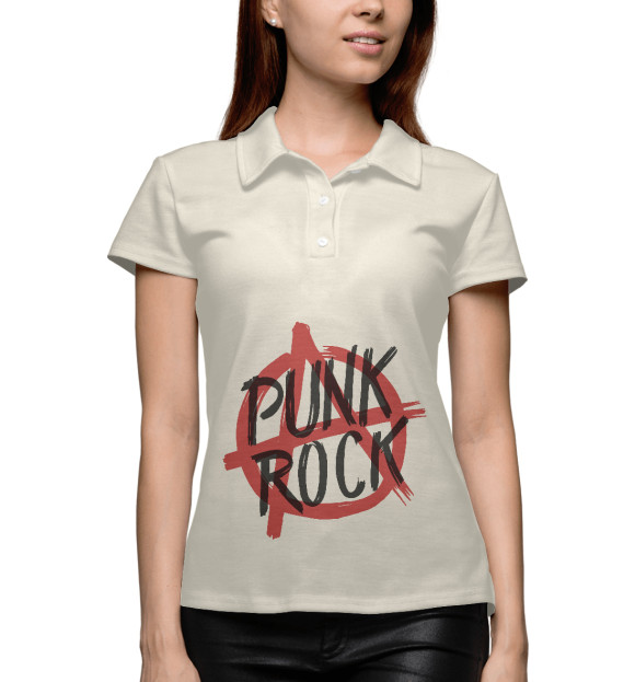 Женское поло с изображением Punk Rock цвета Белый