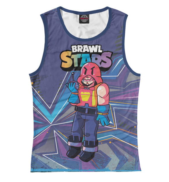 Женская майка с изображением GROM ГРОМ BRAWL STARS цвета Белый