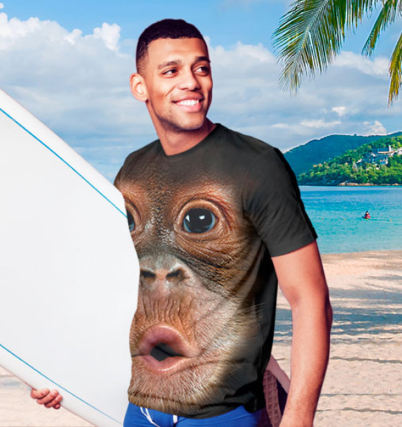 Мужская футболка с изображением Орангутанг цвета Белый