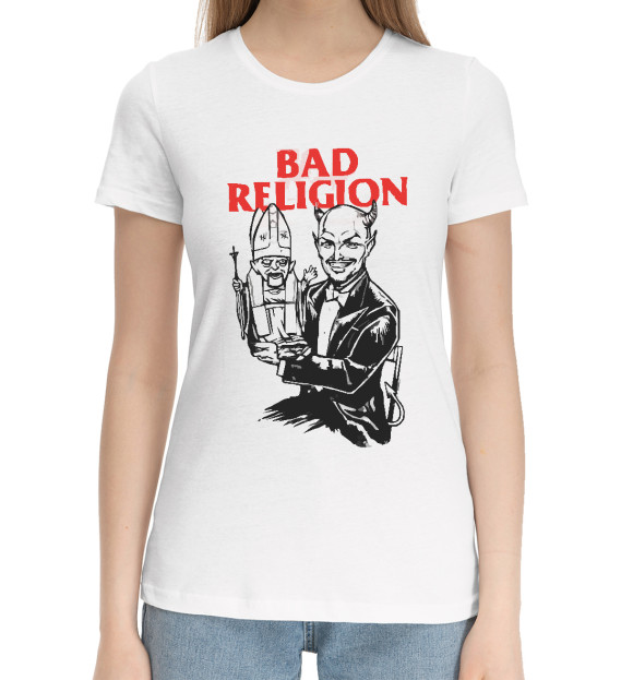 Женская хлопковая футболка с изображением Bad Religion цвета Белый