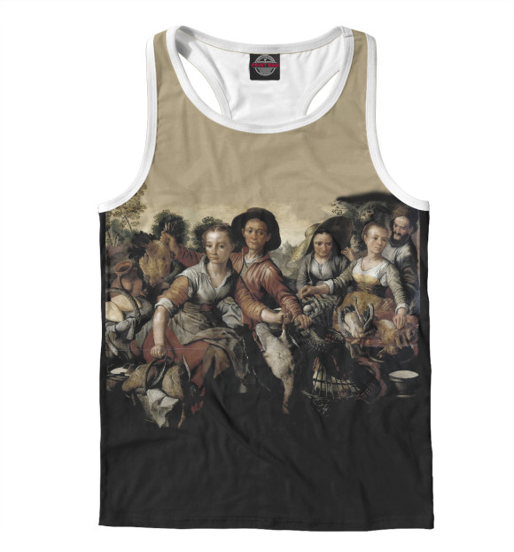 Мужская майка-борцовка с изображением Beuckelaer  пикник цвета Белый