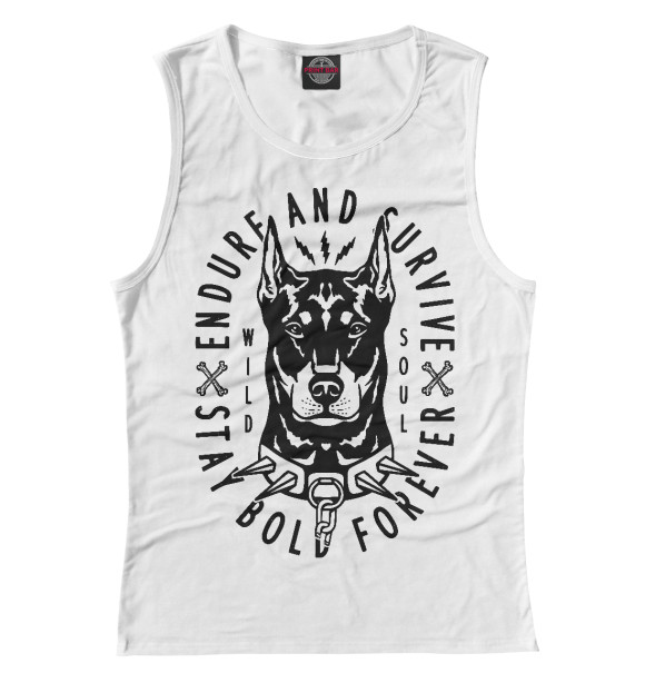 Женская майка с изображением Доберман Пинчер цвета Белый