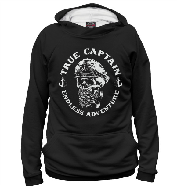 Мужское худи с изображением True captain цвета Белый