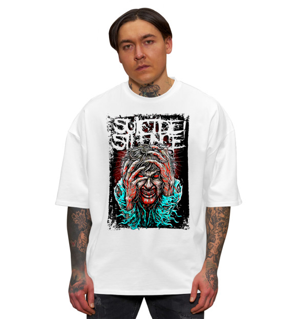 Мужская футболка оверсайз с изображением Suicide Silence цвета Белый