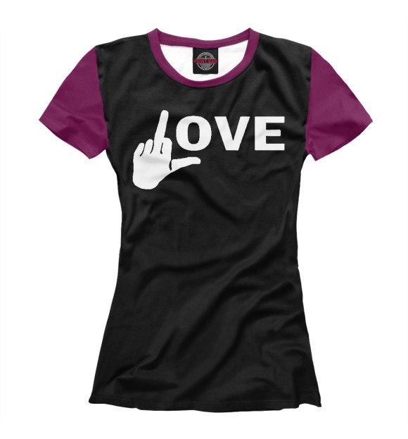 Женская футболка с изображением Love (fuck) цвета Белый