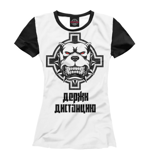 Футболка для девочек с изображением Злой питбуль цвета Белый