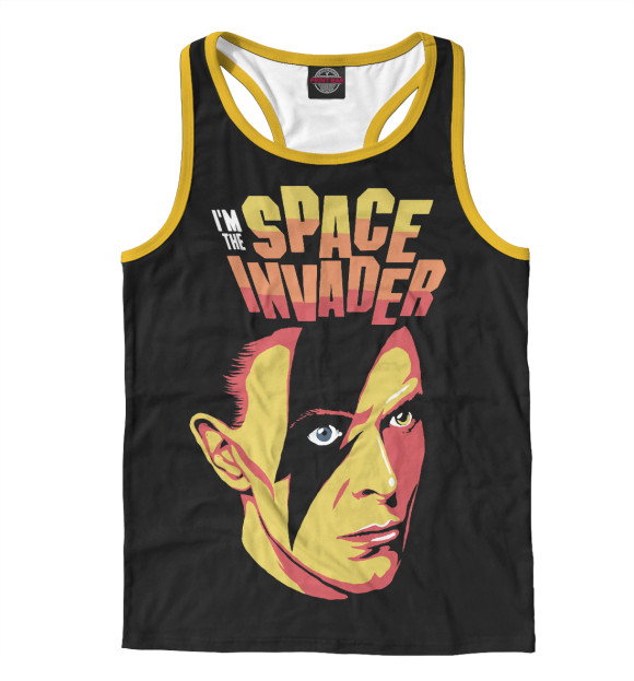 Мужская майка-борцовка с изображением David Bowie Space Invader цвета Белый