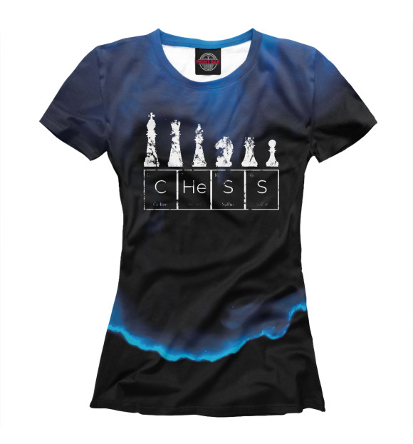 Женская футболка с изображением Chess Sets Periodic Table цвета Белый