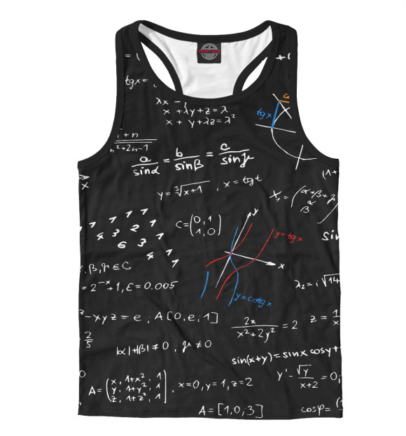 Мужская майка-борцовка с изображением Расчеты  | Формулы цвета Белый