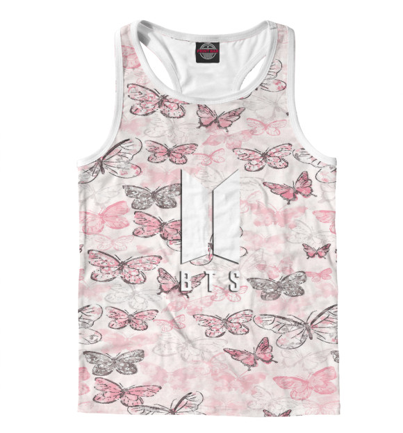 Мужская майка-борцовка с изображением BTS цвета Белый