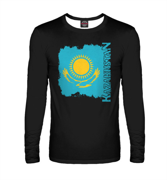 Мужской лонгслив с изображением Kazakhstan цвета Белый