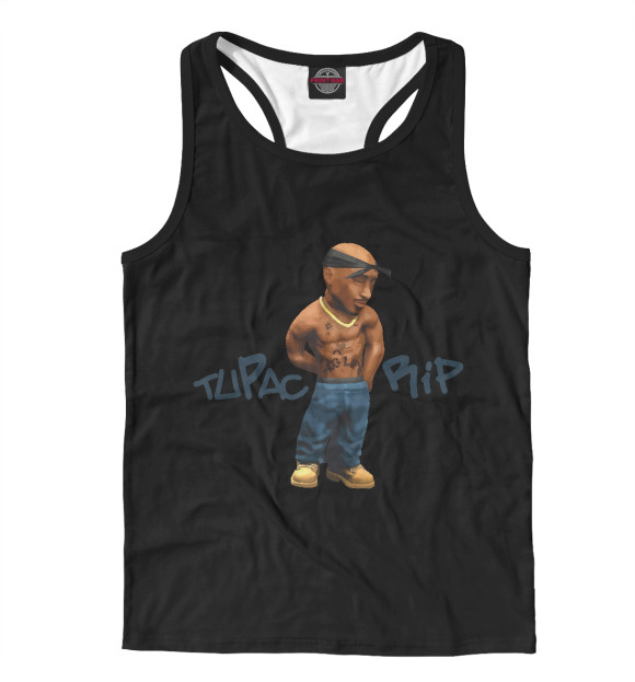 Мужская майка-борцовка с изображением Tupac RIP цвета Белый