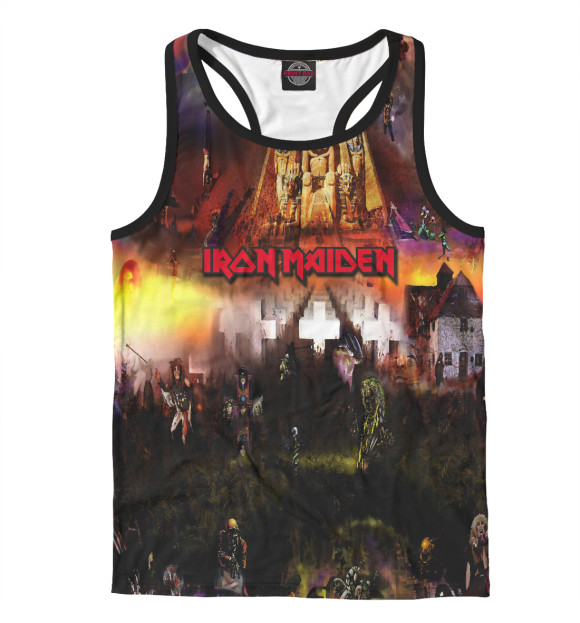 Мужская майка-борцовка с изображением Iron Maiden | Айрон Мейден цвета Белый
