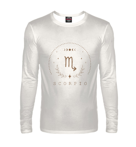 Мужской лонгслив с изображением Скорпион цвета Белый