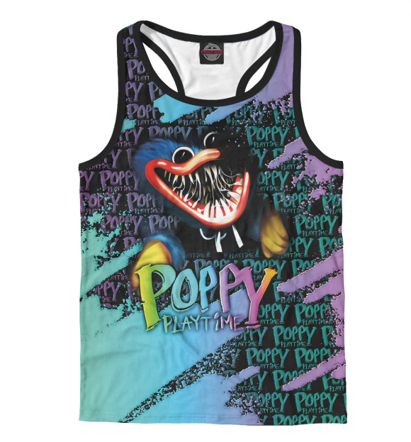 Мужская майка-борцовка с притом Poppy Playtime Хагги Вагги цвета Белый Мужская майка-борцовка с изображением Poppy Playtime Хагги Вагги цвета Белый