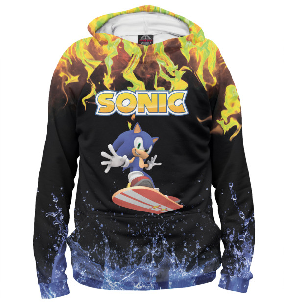 Мужское худи с изображением Sonic цвета Белый