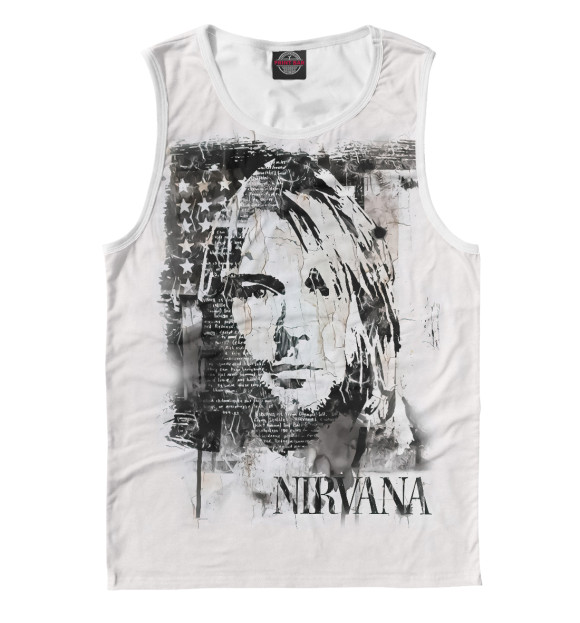Мужская майка с притом Nirvana цвета Белый Мужская майка с изображением Nirvana цвета Белый