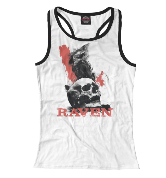 Женская майка-борцовка с притом Raven цвета Белый Женская майка-борцовка с изображением Raven цвета Белый