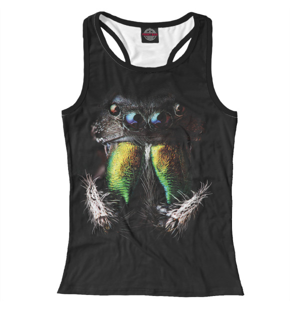 Женская майка-борцовка с изображением Паук цвета Белый