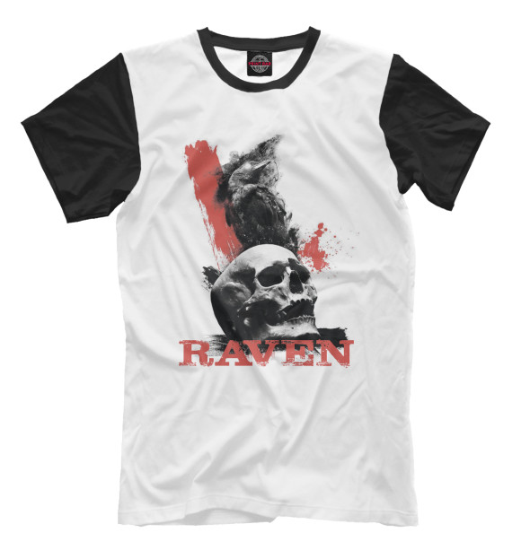 Мужская футболка с изображением Raven цвета Белый