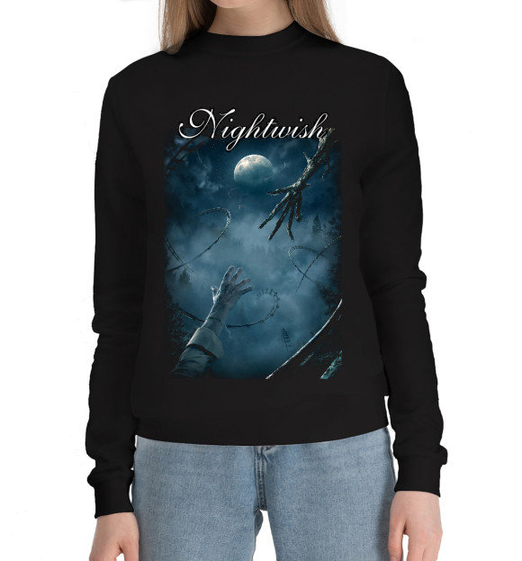 Женский хлопковый свитшот с изображением Nnightwish цвета Черный