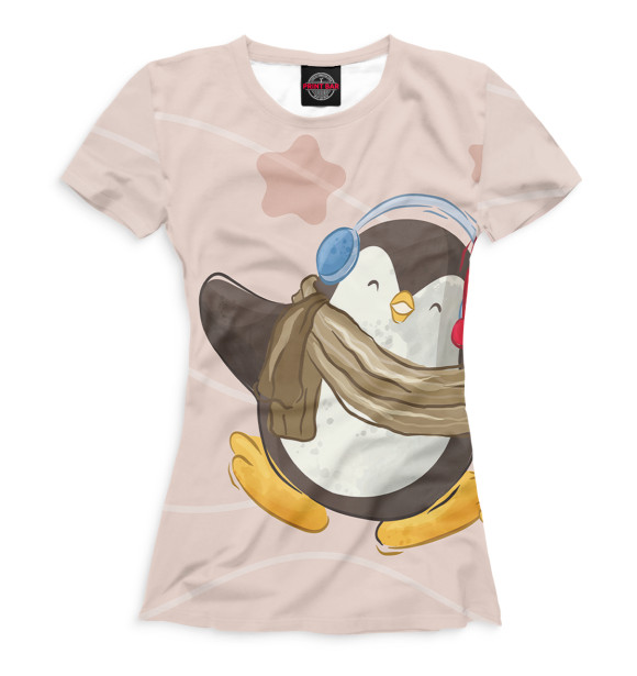 Женская футболка с изображением Пингвин в наушниках цвета Белый