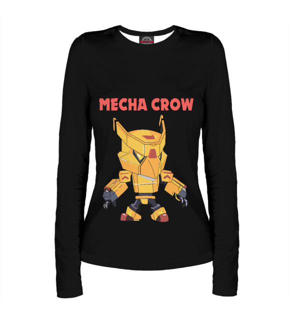 Женский лонгслив с притом Brawl Stars CROW цвета Белый Женский лонгслив с изображением Brawl Stars CROW цвета Белый