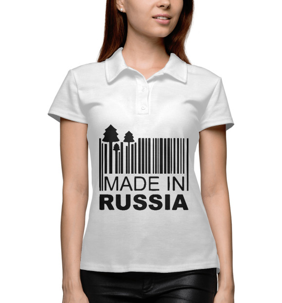 Женское поло с изображением Made in Russia цвета Белый