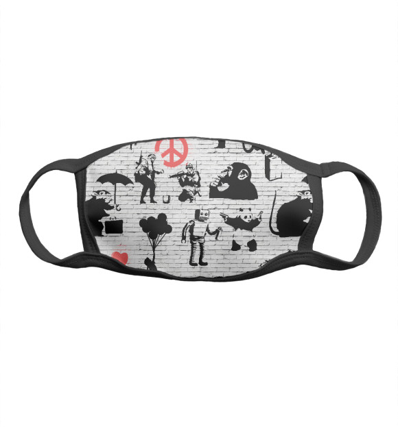 Маска тканевая с изображением Бэнкси цвета Белый